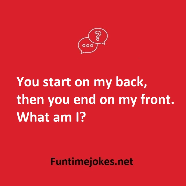 You start on my back, then you end on my front. What am I